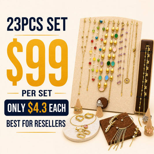 23PCS Colorful Gemstone Charm Jewelry Set