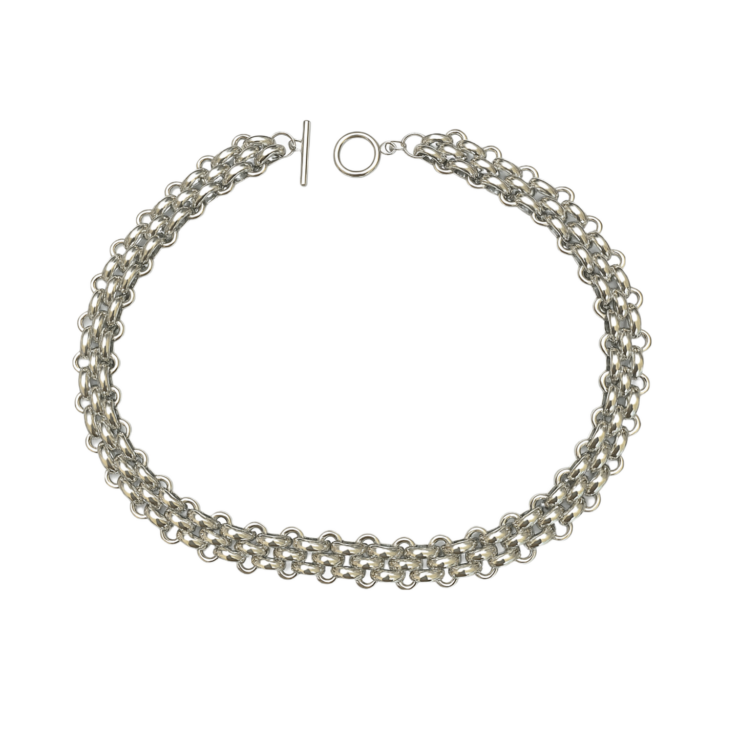 Double-Layer Silver Chain Necklace – Chunky Statement Design for Layered Looks