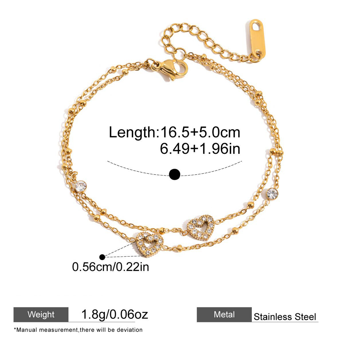 Double-Layer Chain Bracelet — dimensions and size reference 07