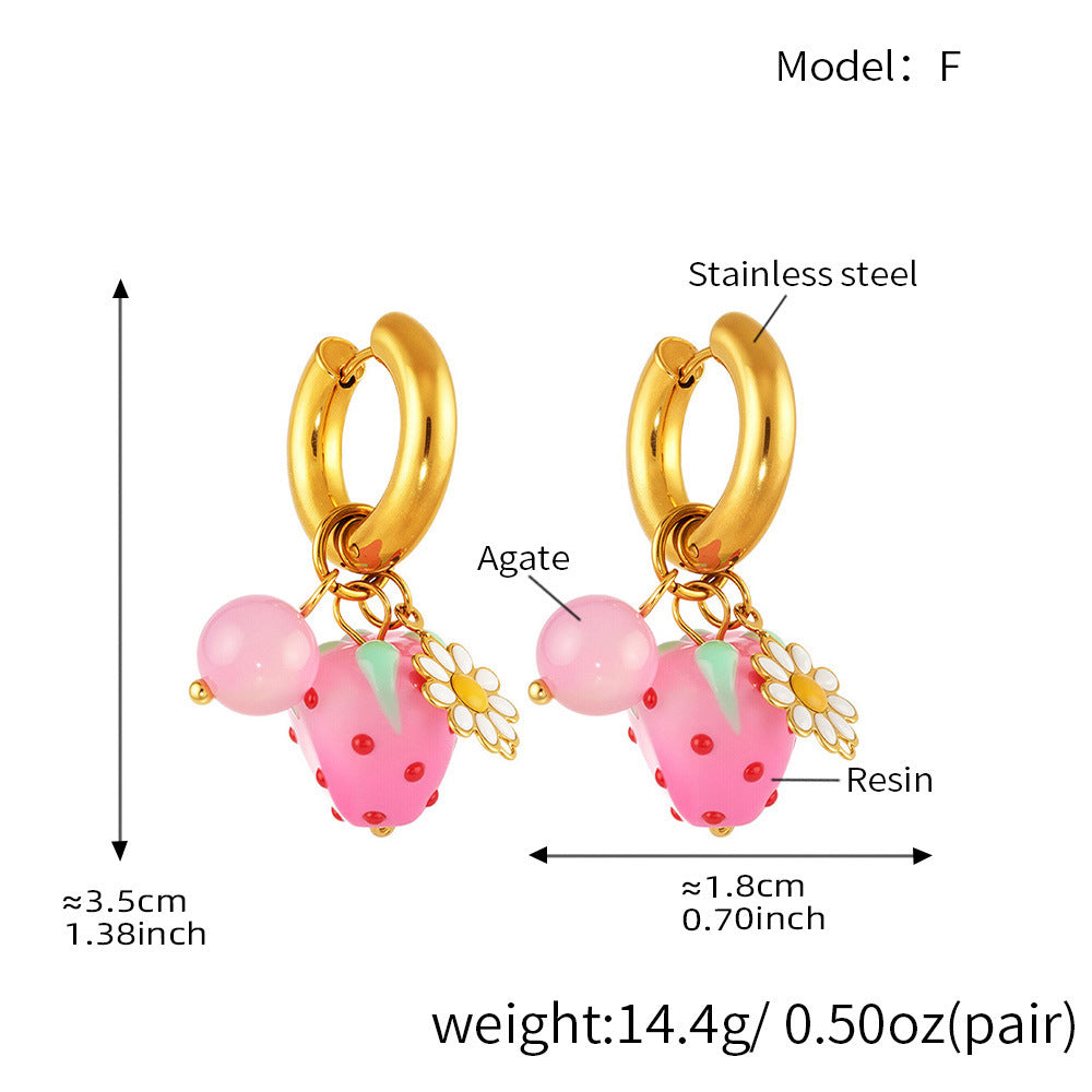 Fruit Flower Charm Hoop Earrings — dimensions and size reference 11