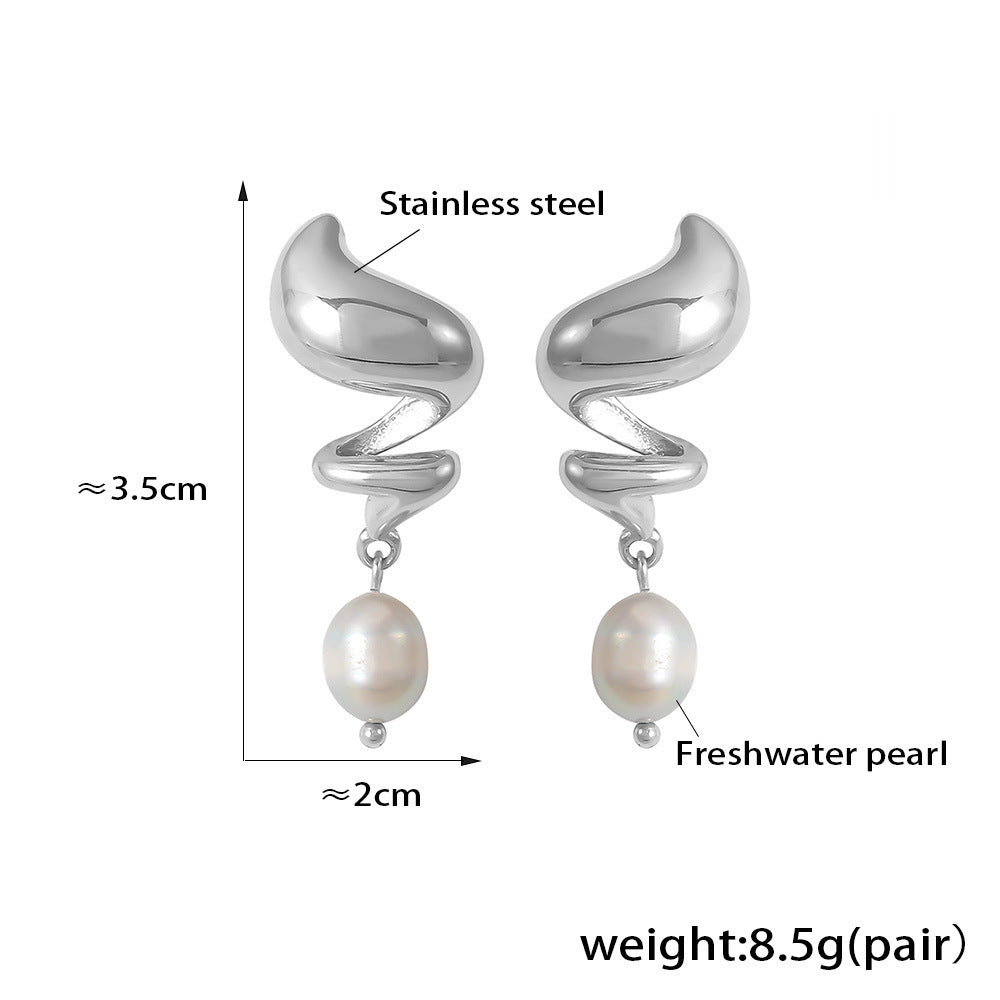 Spiral Pearl Drop Earrings — dimensions and size reference 07