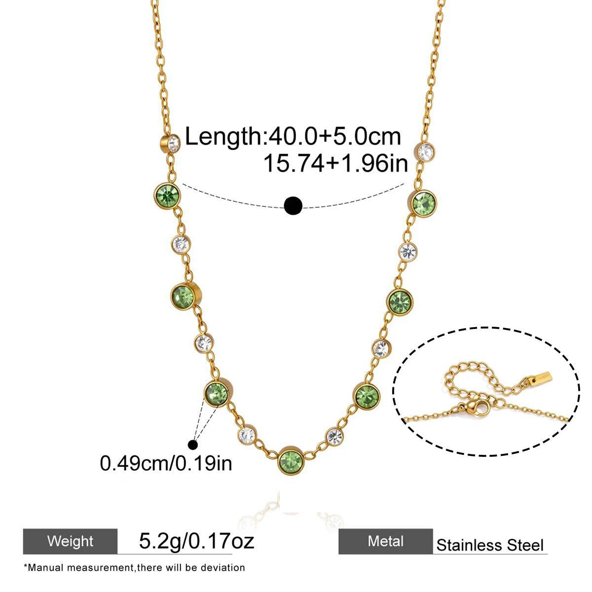 Green Stone Layered Necklaces — dimensions and size reference 11