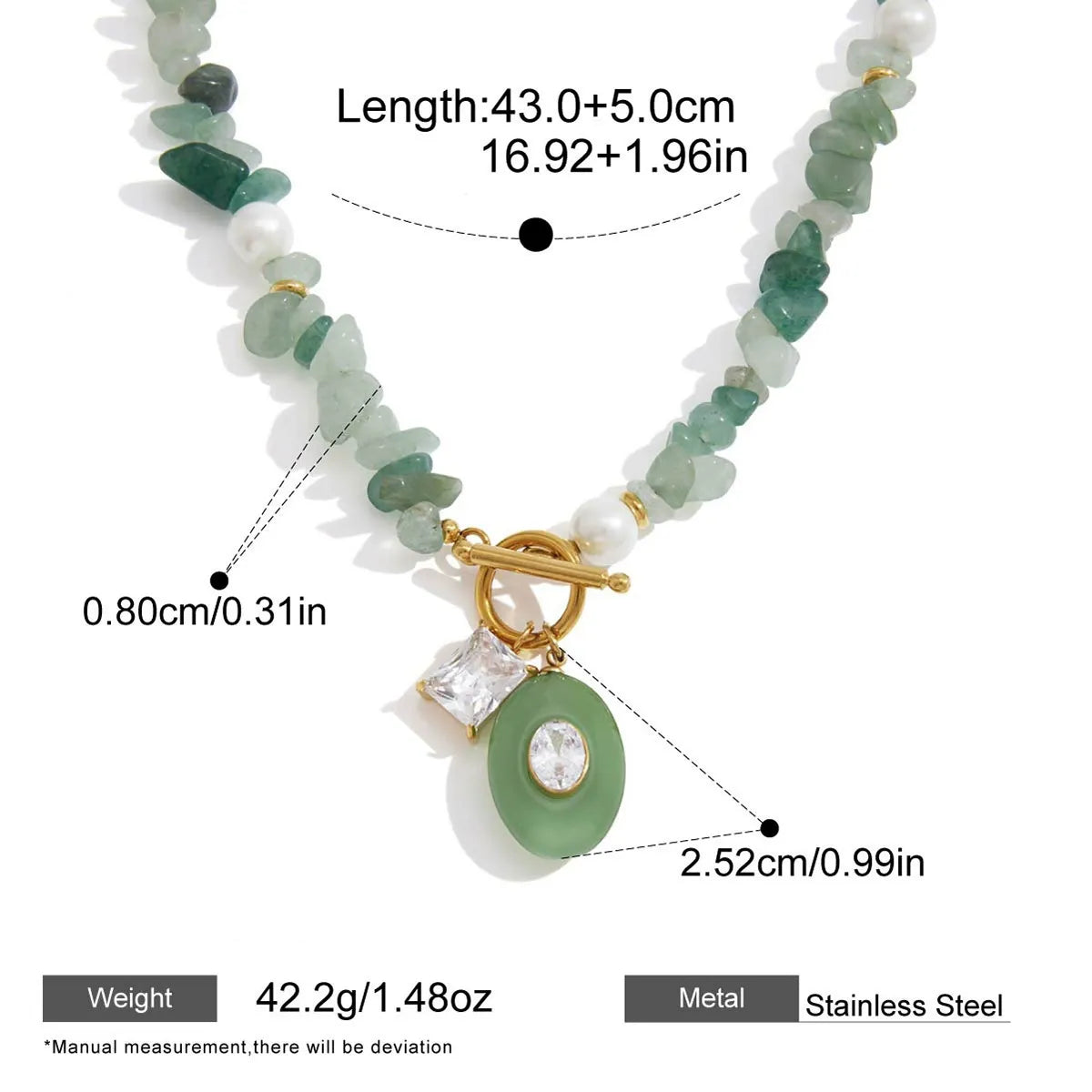 Gemstone Beaded Pendant Necklaces — dimensions and size reference 07