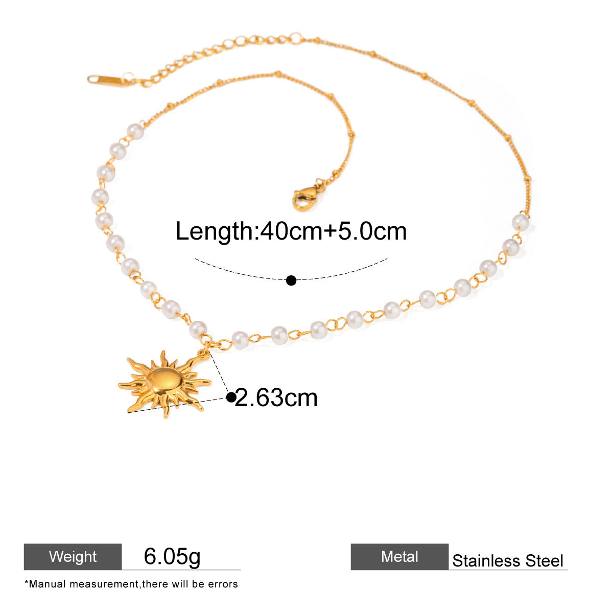 Sunburst Pendant Necklaces — dimensions and size reference 12
