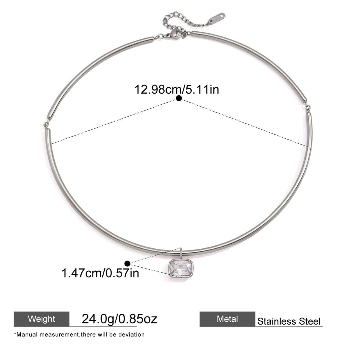 Zircon Choker Necklaces — dimensions and size reference 11