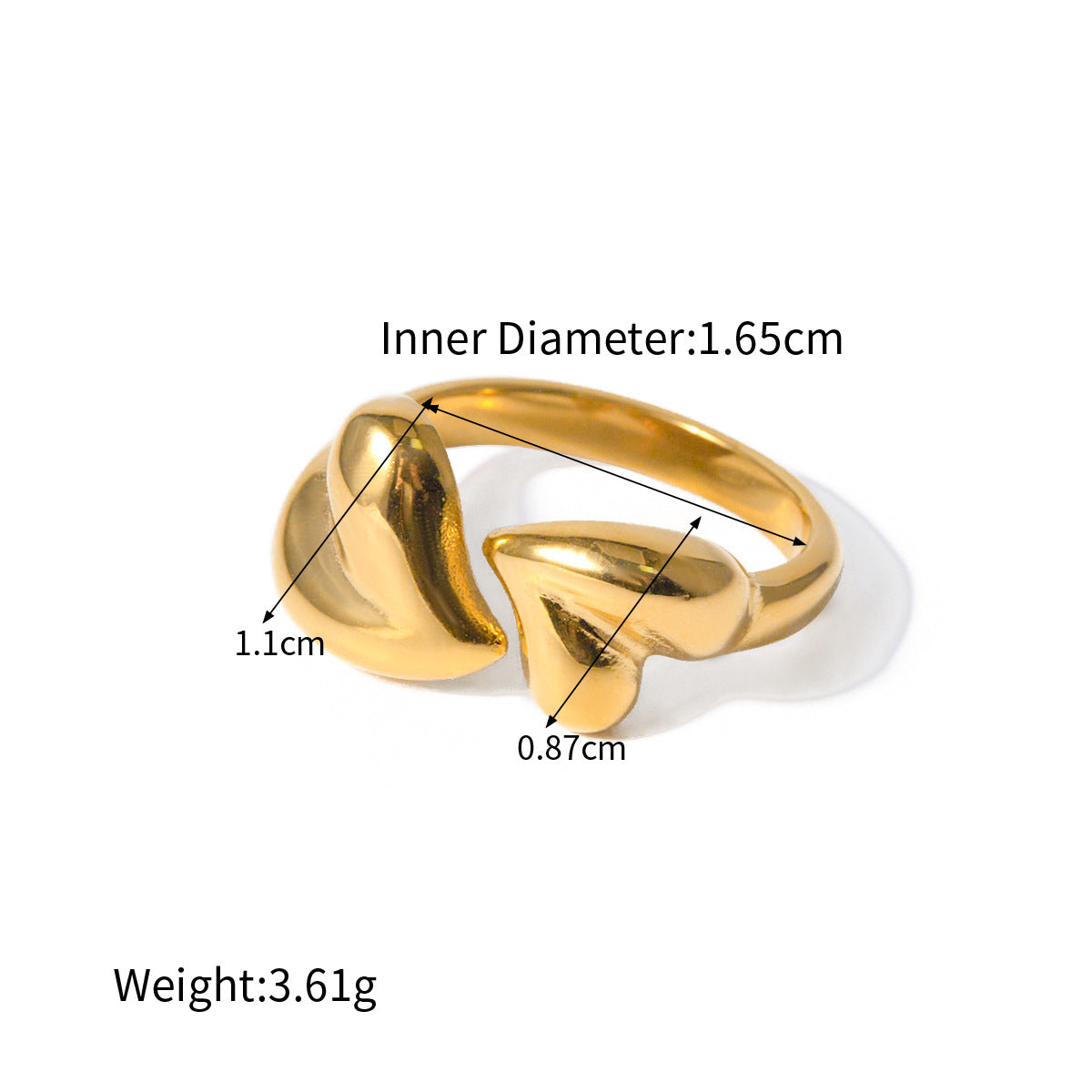 Two-Tone Sculptural Statement Rings — dimensions and size reference 15