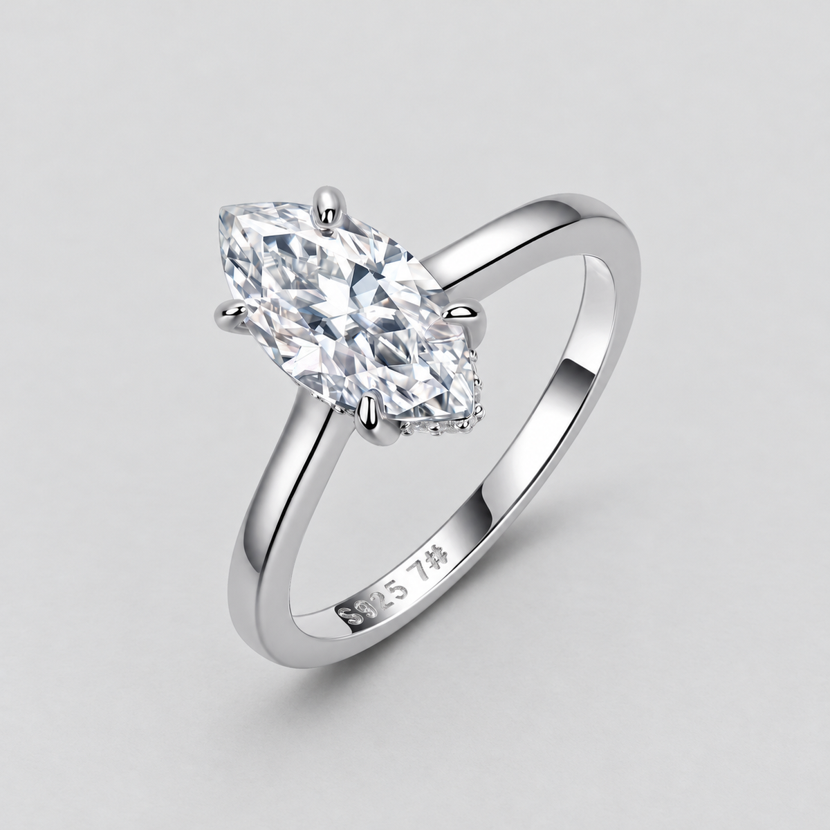 Moissanite Ring, Multiple Shapes in 925 sterling silver.