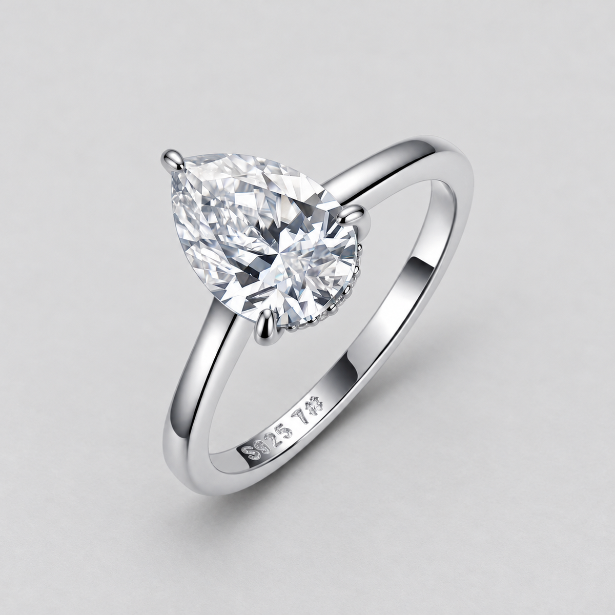 Moissanite Ring, Multiple Shapes in 925 sterling silver.