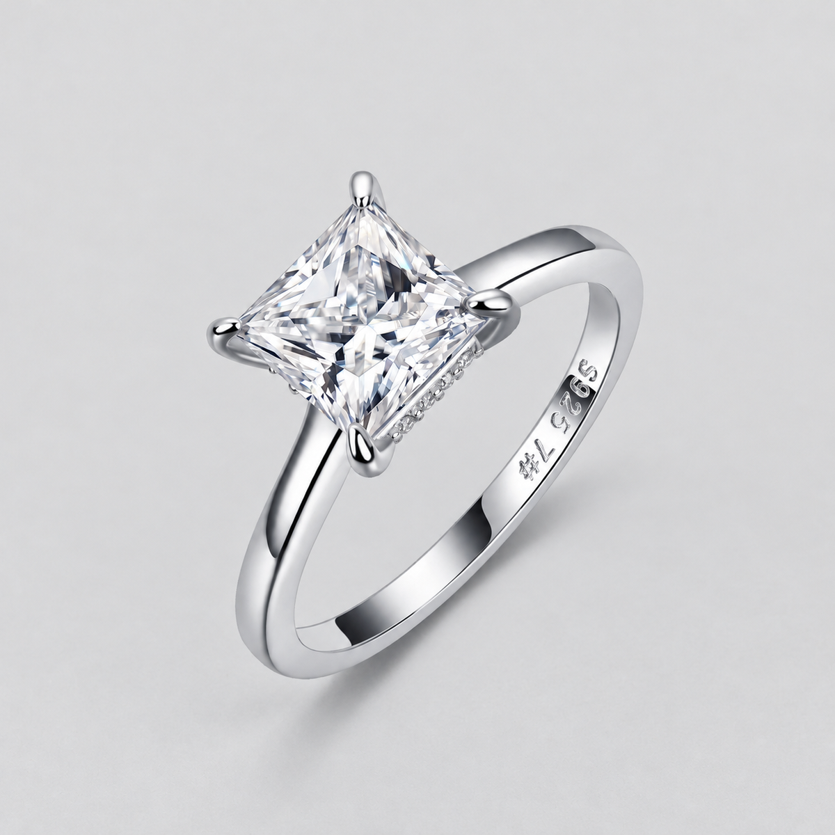 Moissanite Ring, Multiple Shapes in 925 sterling silver.