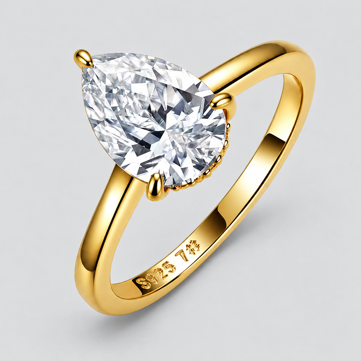 Moissanite Ring, Multiple Shapes in 925 sterling silver.