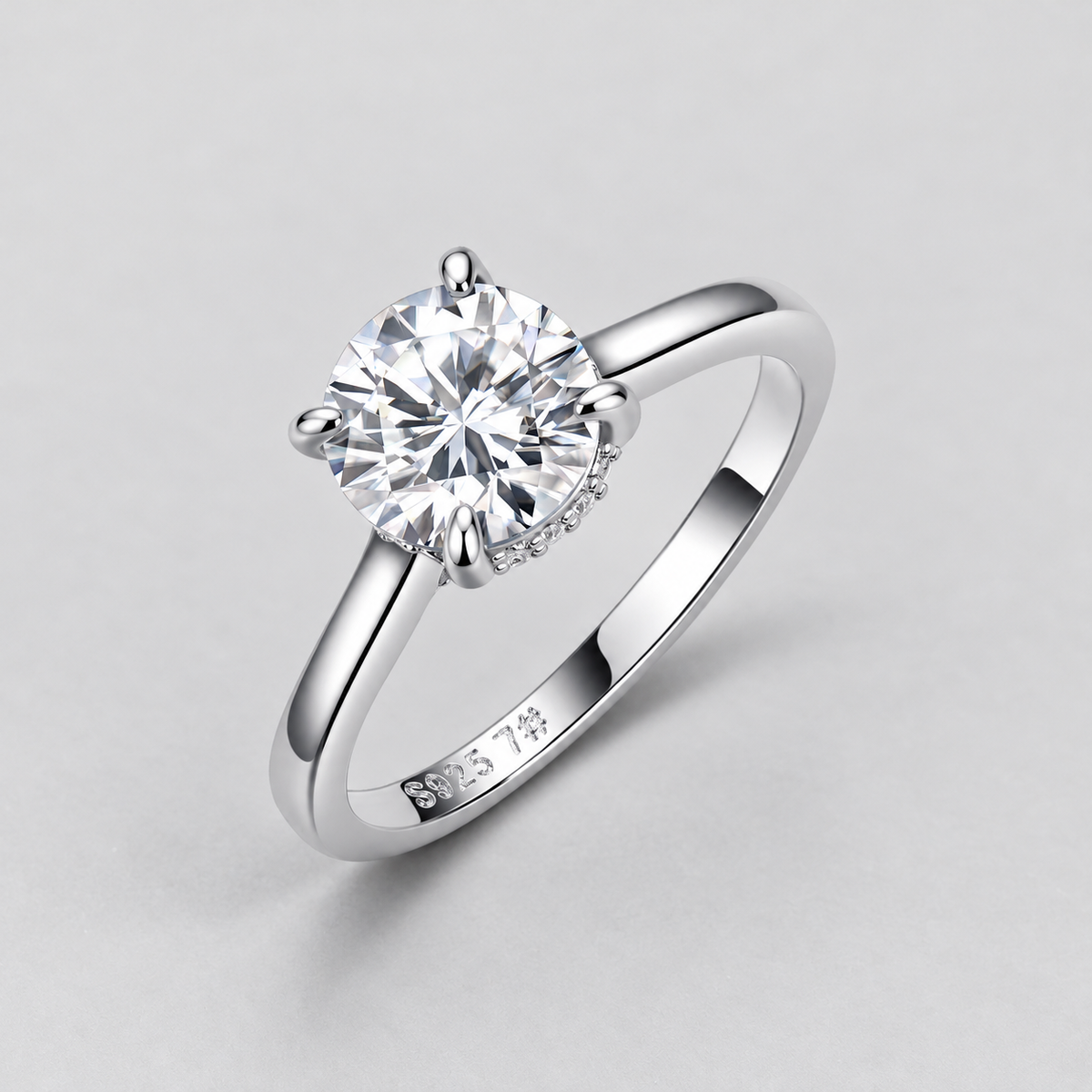 Moissanite Ring, Multiple Shapes in 925 sterling silver.