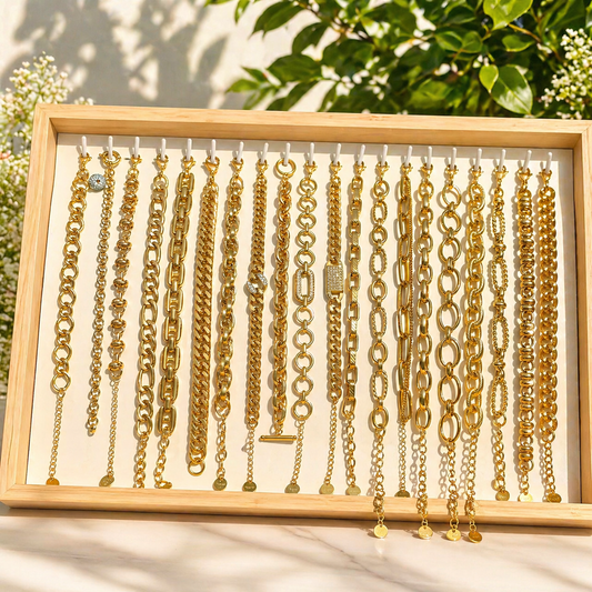 20PCS Gold Chain Bracelet Bundle wholesale jewelry bundle