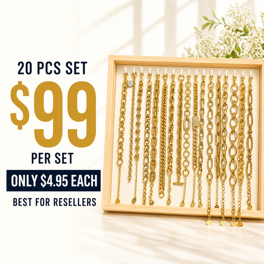 20PCS Gold Chain Bracelet Bundle wholesale jewelry bundle
