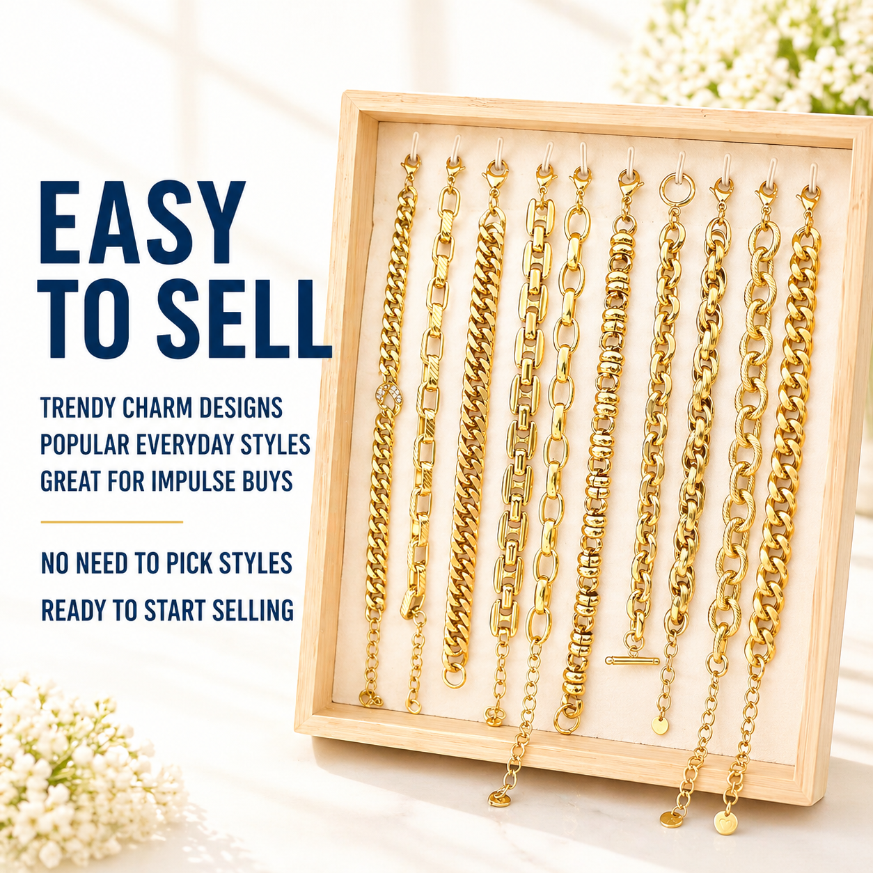 20PCS Gold Chain Bracelet Bundle wholesale jewelry bundle