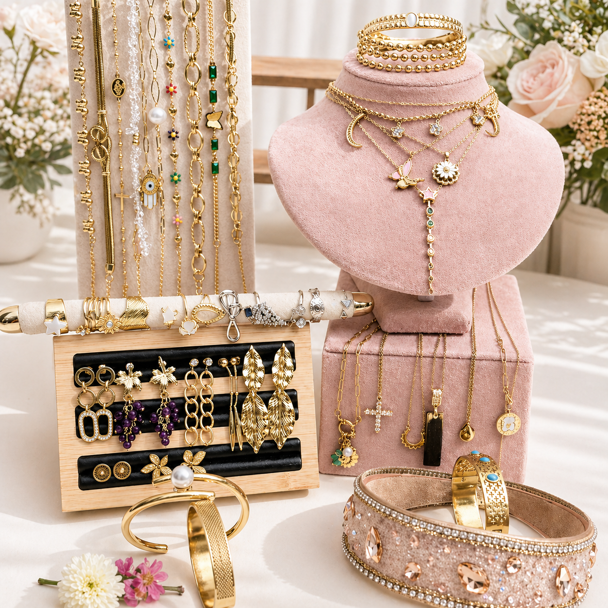 43PCS Gold Charm Jewelry Bundle wholesale jewelry bundle