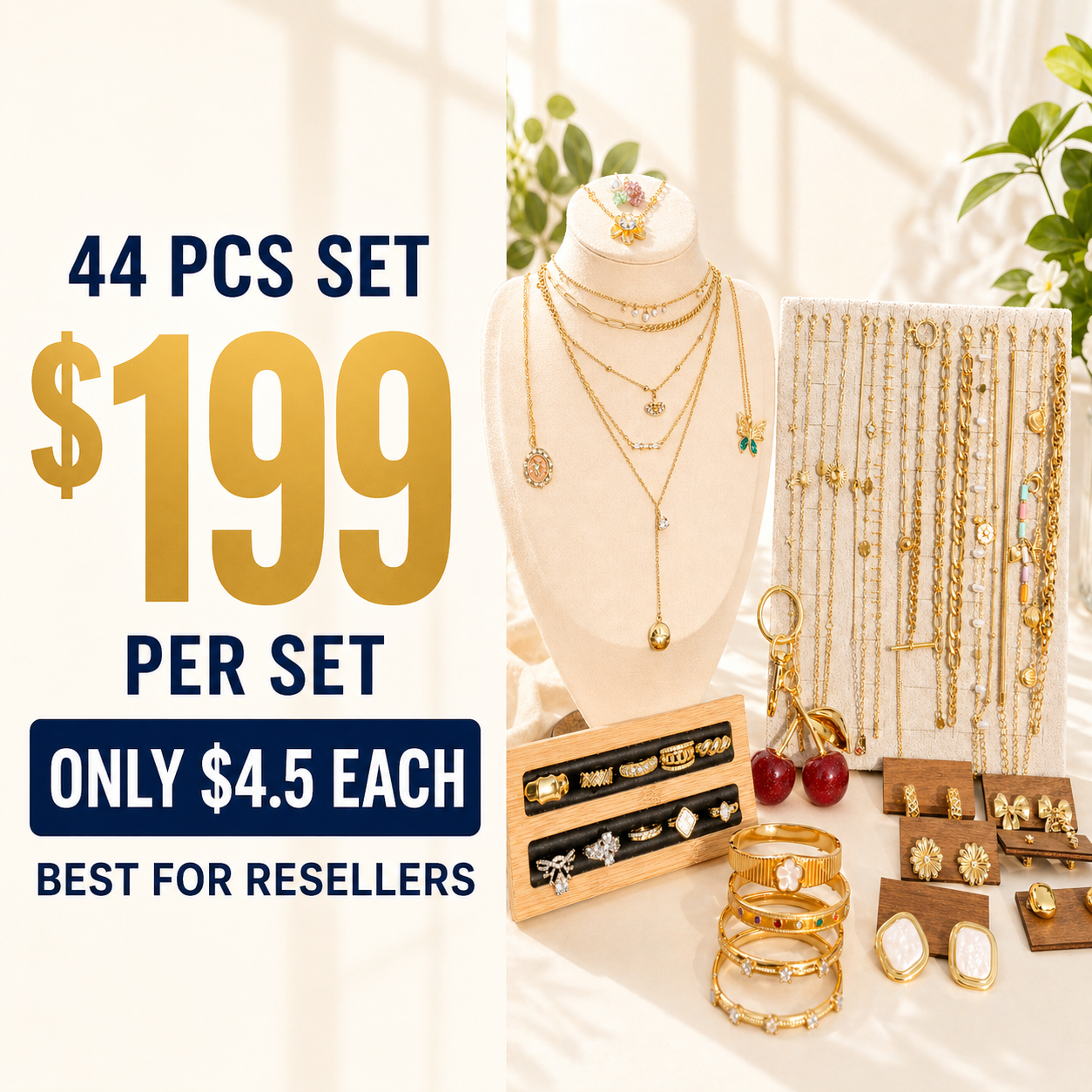 44PCS Gold Filled Jewelry Bundle wholesale jewelry bundle