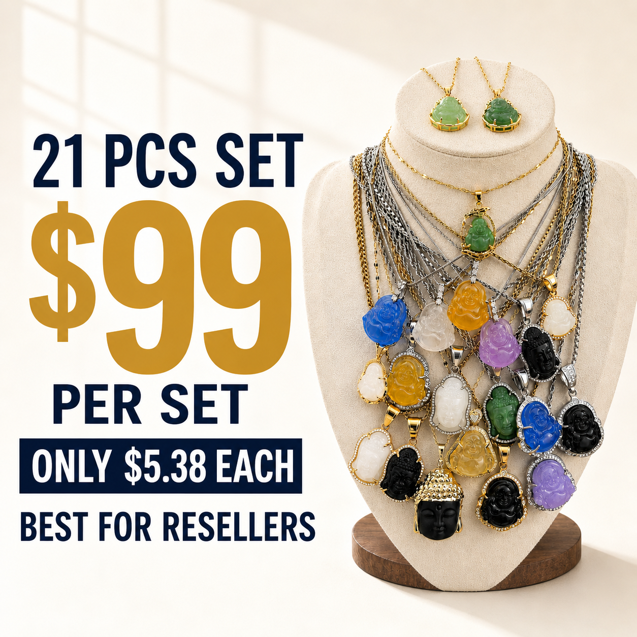 21PCS Buddha Necklace Bundle wholesale jewelry bundle