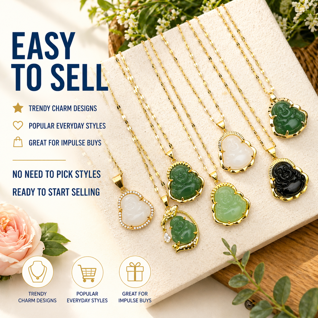 21PCS Buddha Necklace Bundle wholesale jewelry bundle