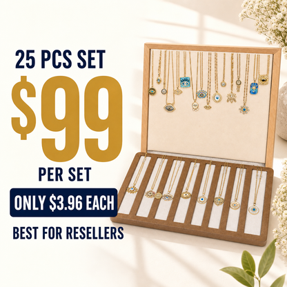 25PCS Evil Eye Necklace Bundle wholesale jewelry bundle