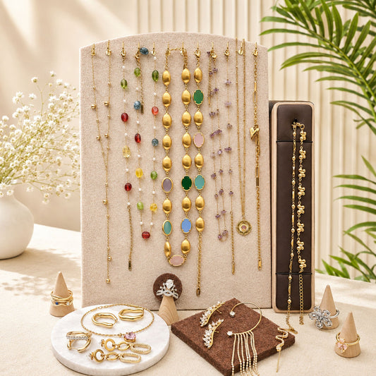 23PCS Colorful Gemstone Charm Jewelry Set