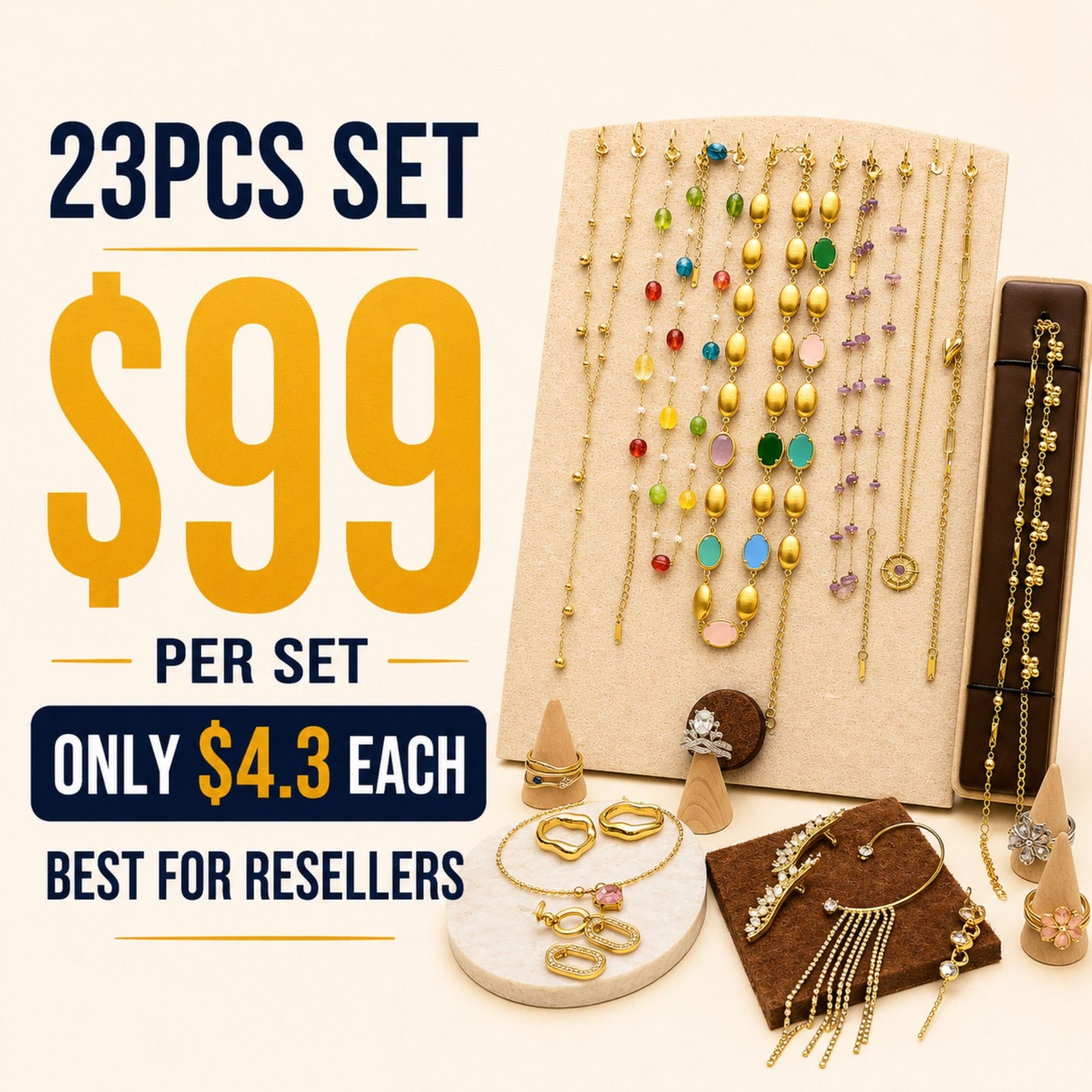 23PCS Colorful Gemstone Charm Jewelry Set