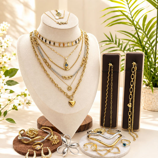 24PCS Gold Filled Evil Eye Chain Jewelry Set