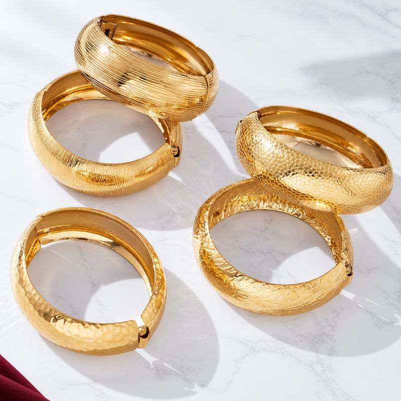 FG-BR-0003 Wide Textured Bangle, product view.