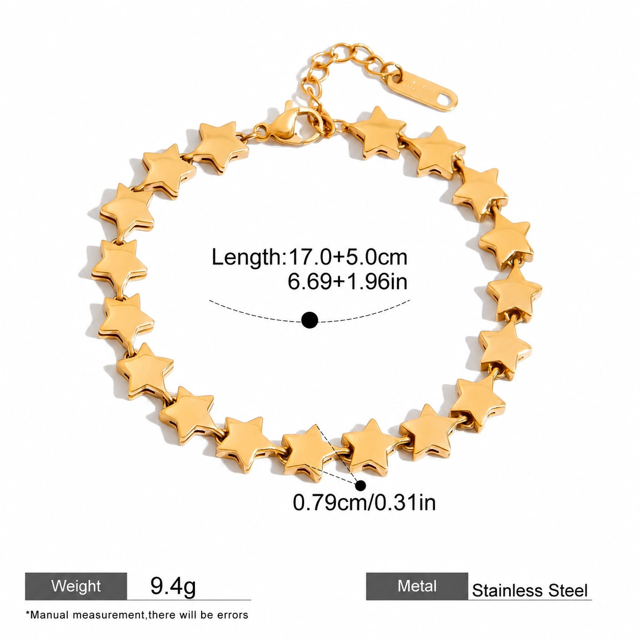 Paperclip Chain Bracelet — dimensions and size reference 16