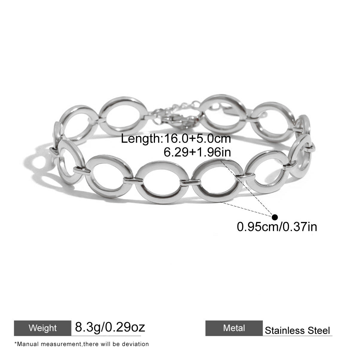Paperclip Chain Bracelet — dimensions and size reference 08