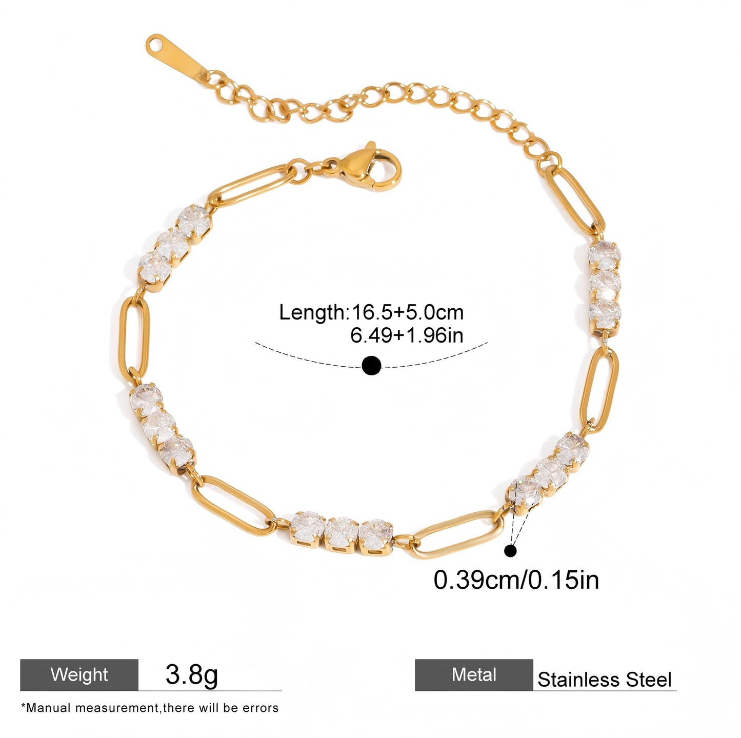Paperclip Chain Bracelet — dimensions and size reference 12