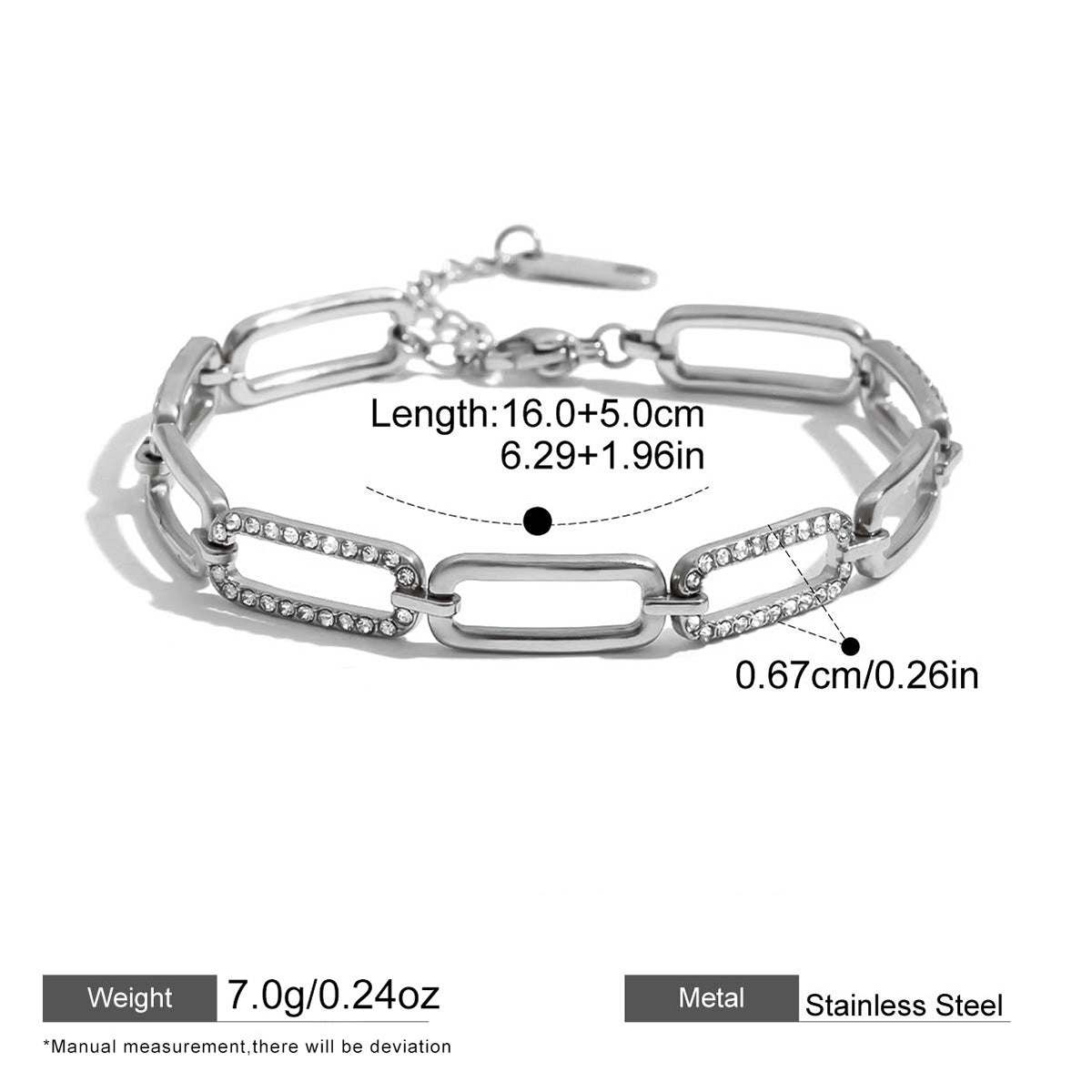Paperclip Chain Bracelet — dimensions and size reference 10