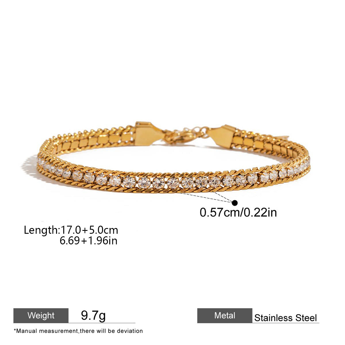 Paperclip Chain Bracelet — dimensions and size reference 13