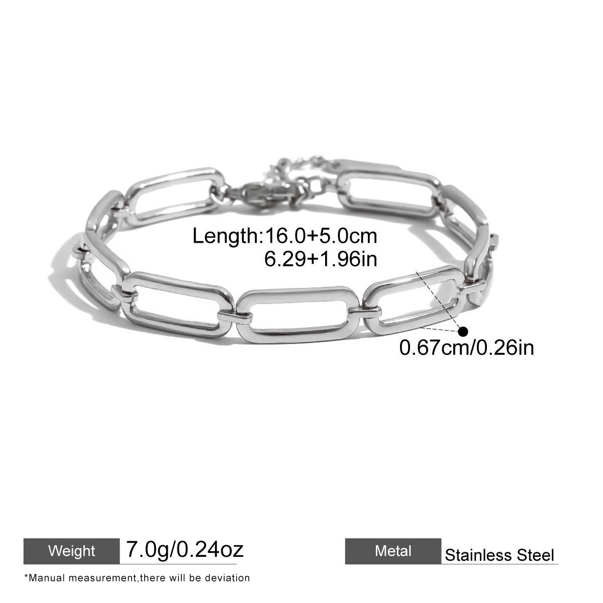 Paperclip Chain Bracelet — dimensions and size reference 06