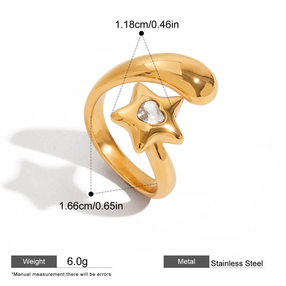 Star Motif Open Ring — dimensions and size reference 01