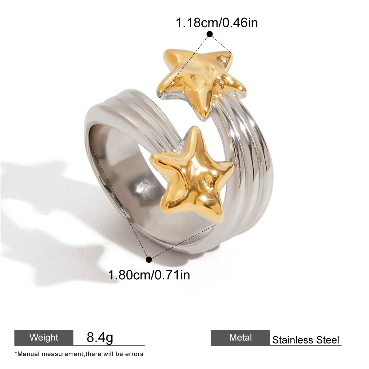 Star Motif Open Ring — dimensions and size reference 09