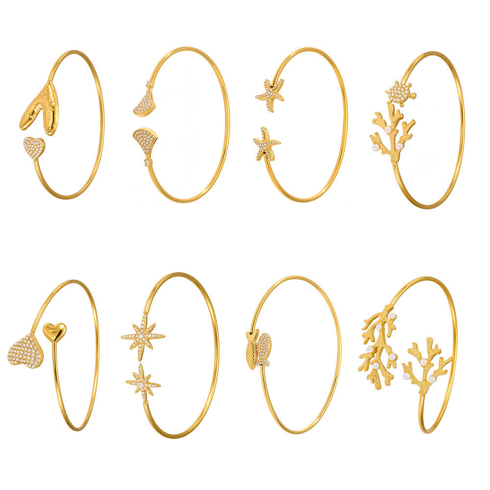 Ocean Motif Zircon Open Bangle — design overview 05