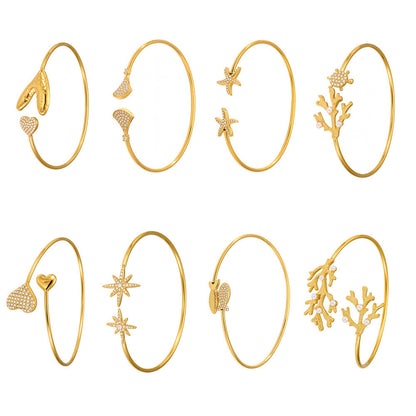 Ocean Motif Zircon Open Bangle — design overview 05