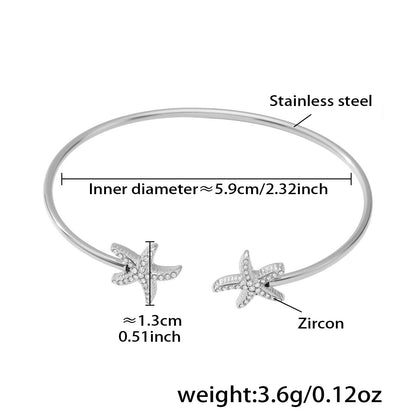 Ocean Motif Zircon Open Bangle — dimensions and size reference 09