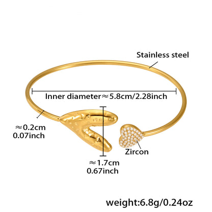 Ocean Motif Zircon Open Bangle — dimensions and size reference 14