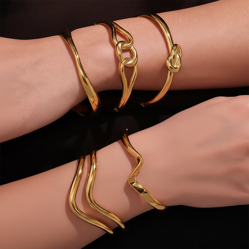 Geometric Two-Tone Bangle — styled view 01
