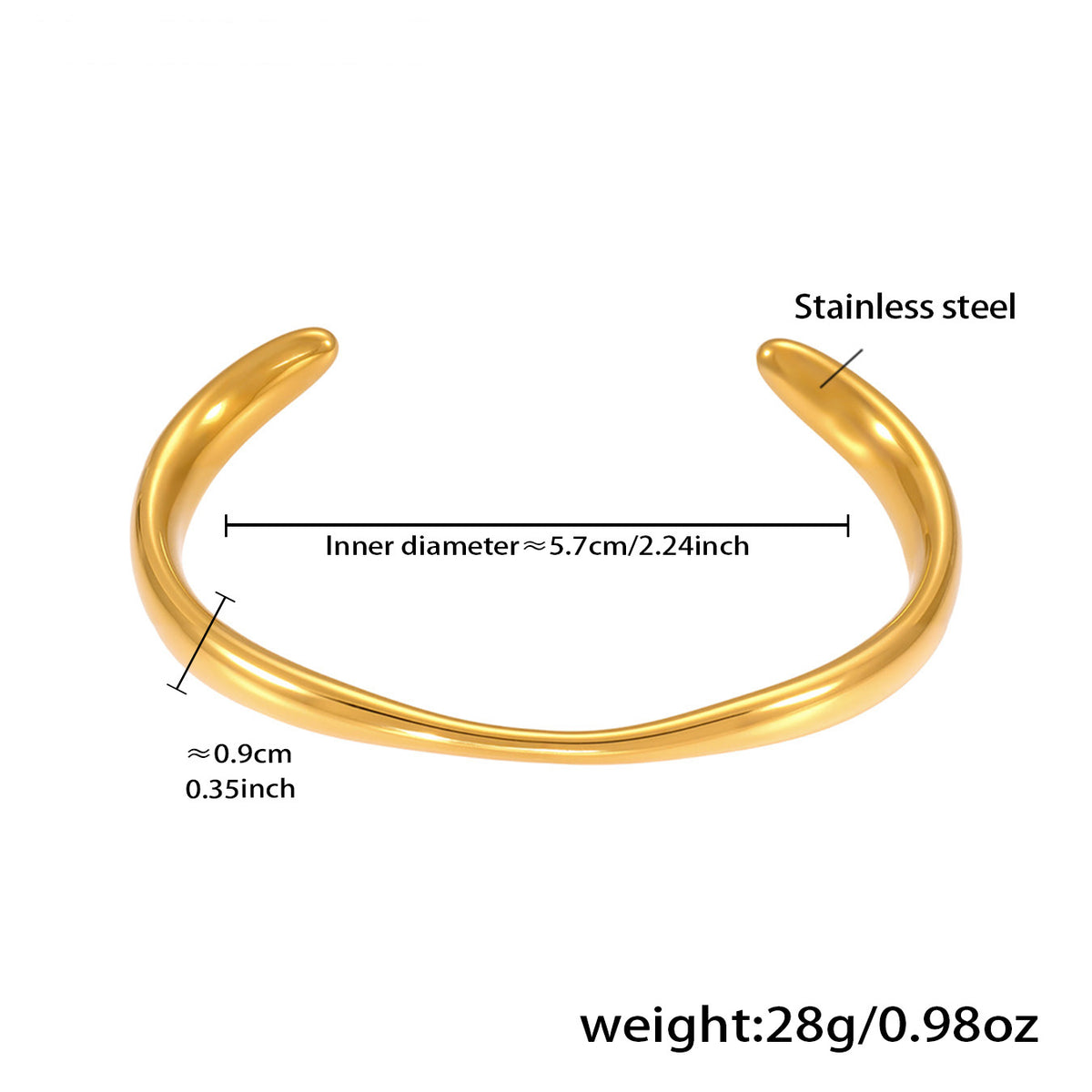 Geometric Two-Tone Bangle — dimensions and size reference 06