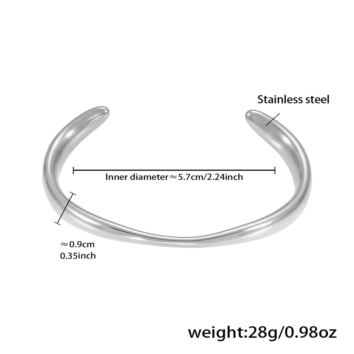 Geometric Two-Tone Bangle — dimensions and size reference 07