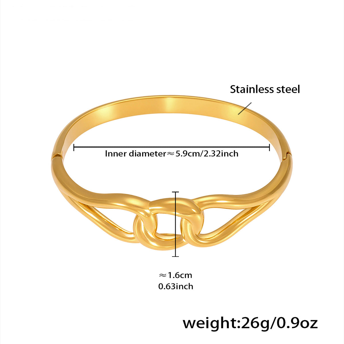 Geometric Two-Tone Bangle — dimensions and size reference 08