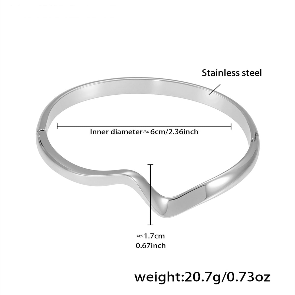 Geometric Two-Tone Bangle — dimensions and size reference 11