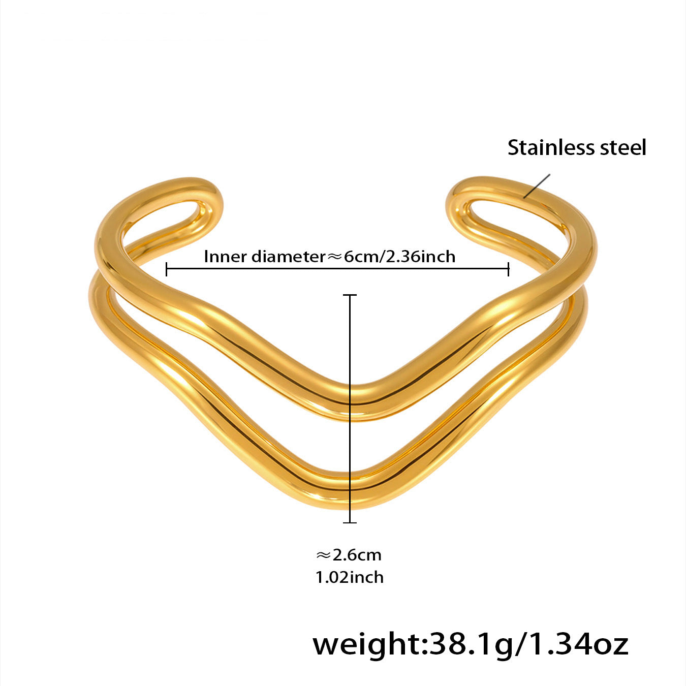 Geometric Two-Tone Bangle — dimensions and size reference 12
