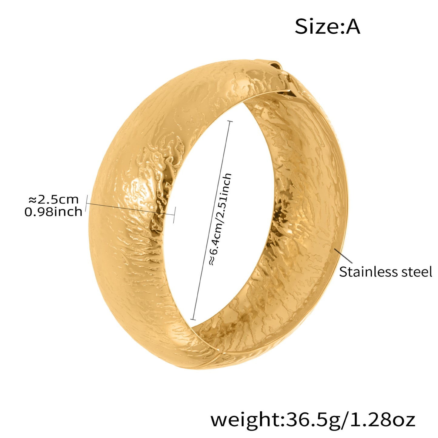Wide Textured Bangle — dimensions and size reference 06