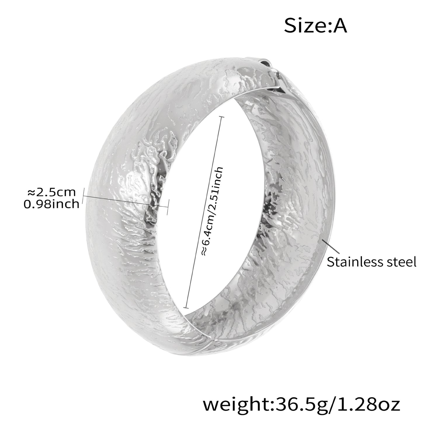 Wide Textured Bangle — dimensions and size reference 07