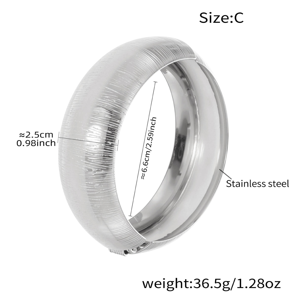 Wide Textured Bangle — dimensions and size reference 11