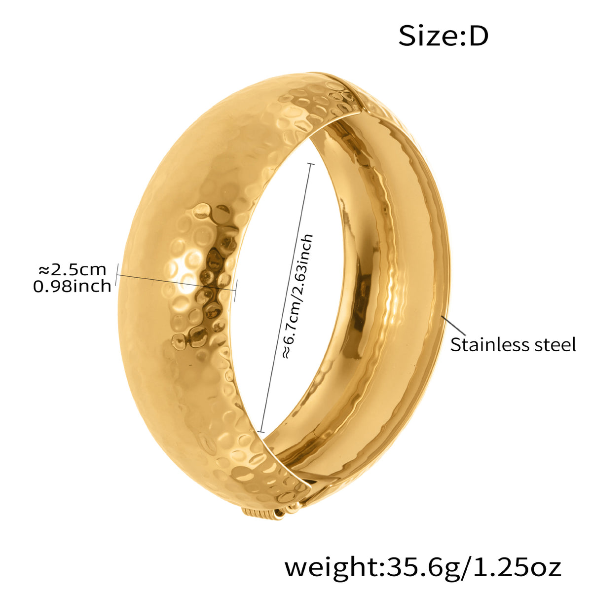 Wide Textured Bangle — dimensions and size reference 12