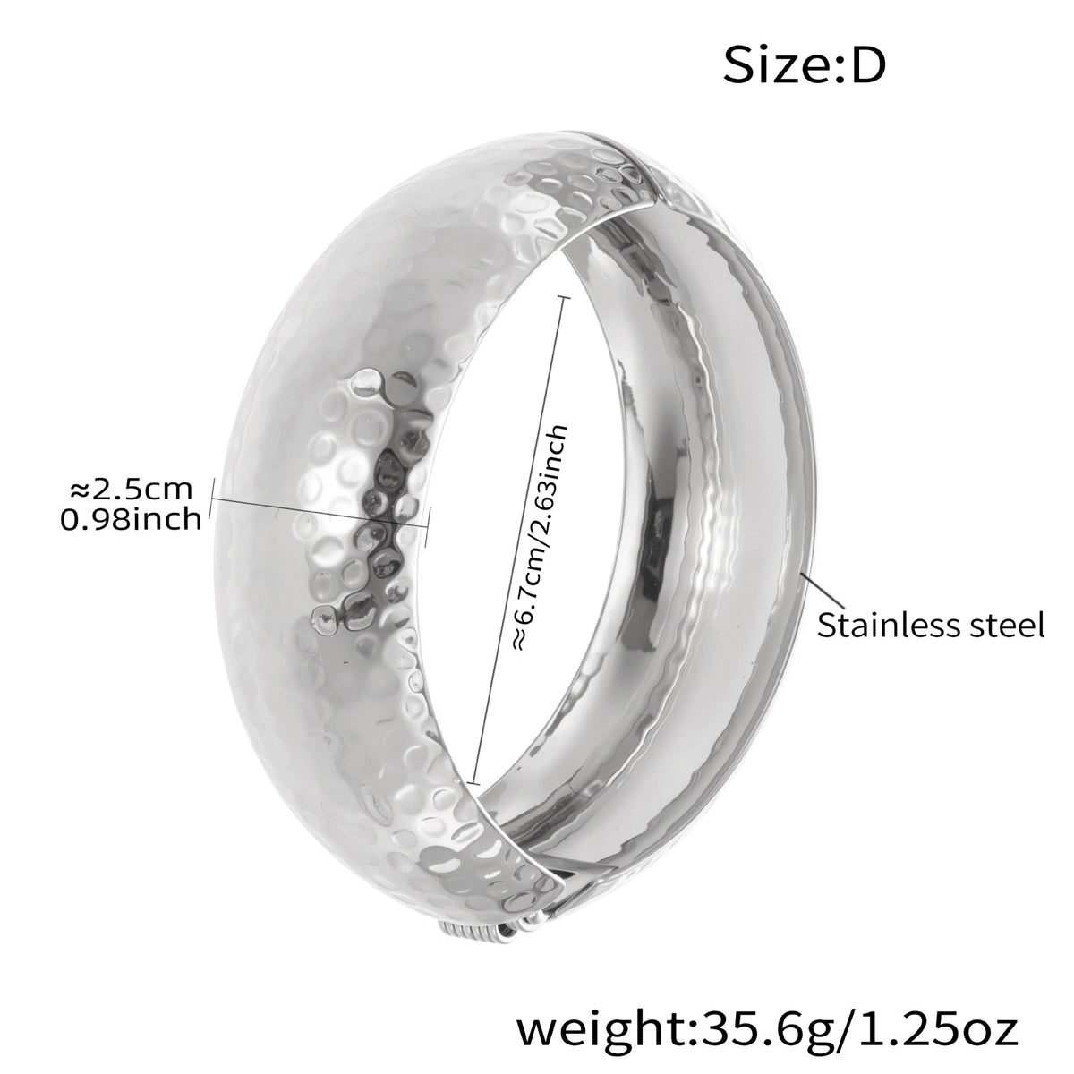Wide Textured Bangle — dimensions and size reference 13